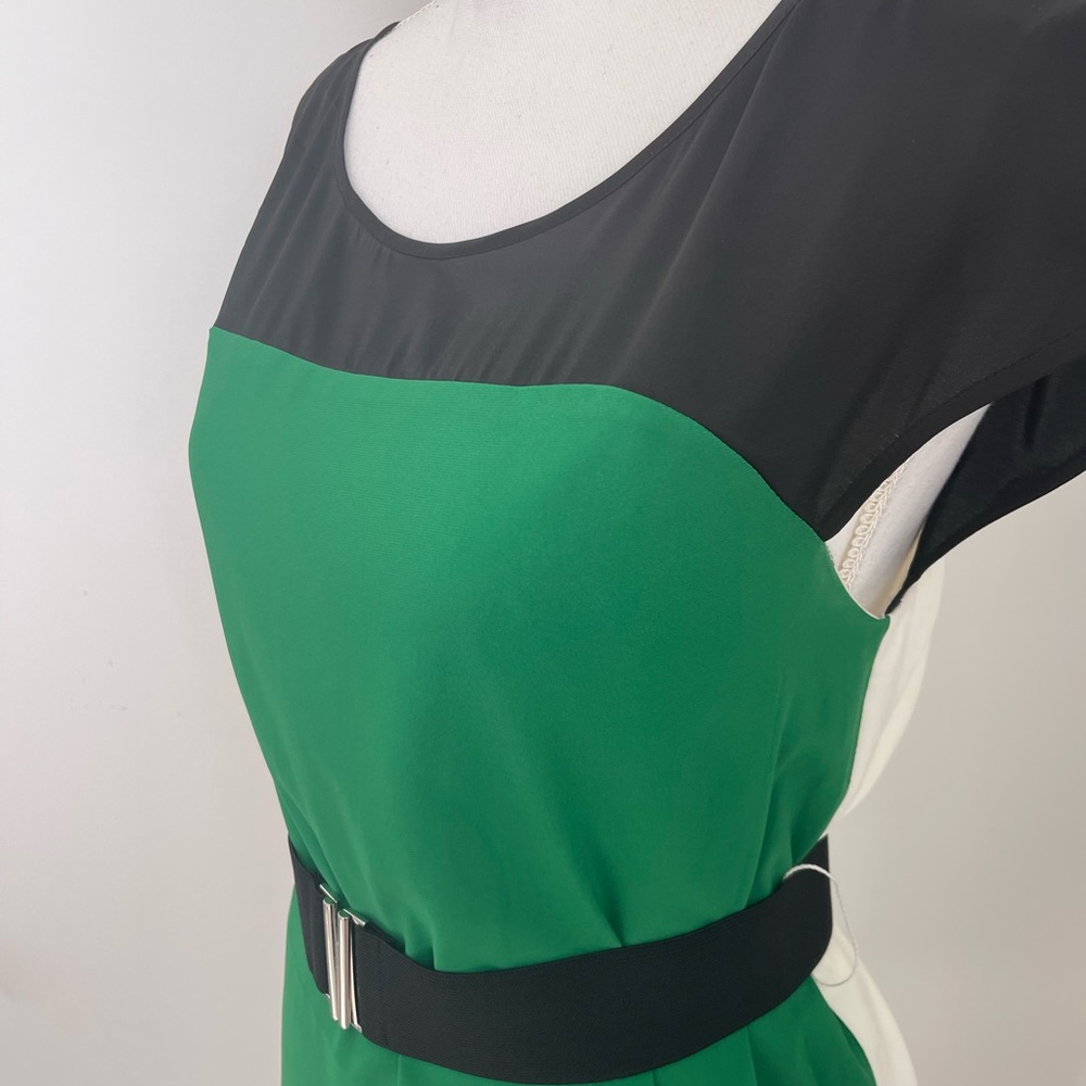 EXPRESS green/black/white color-block dress